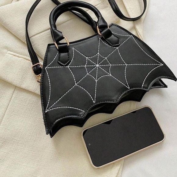 Halloween bat spiderweb cute mini crossbody bag purse - Picture 6 of 10